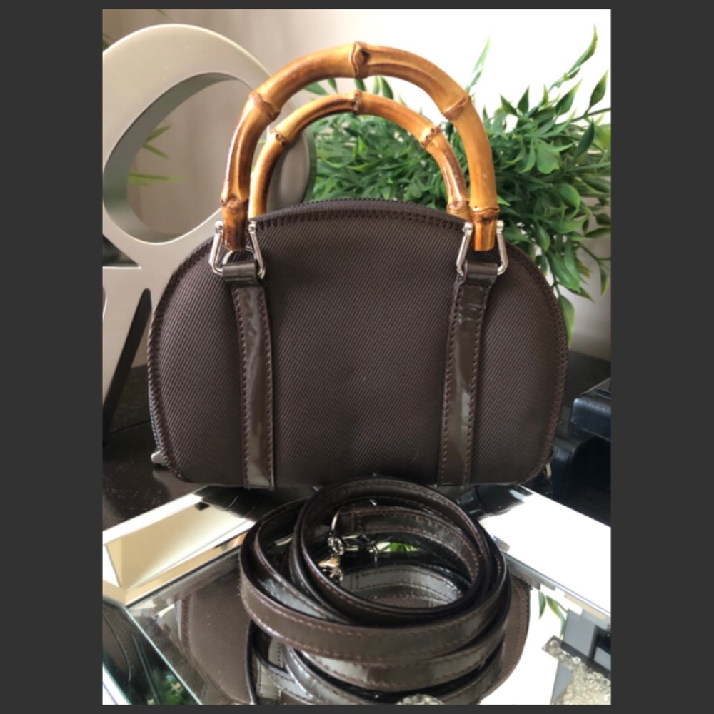 ✨Vintage Rare & Hard to Find GUCCI Bamboo Wallet On Chain Crossbody Mini Bag - Picture 2 of 16